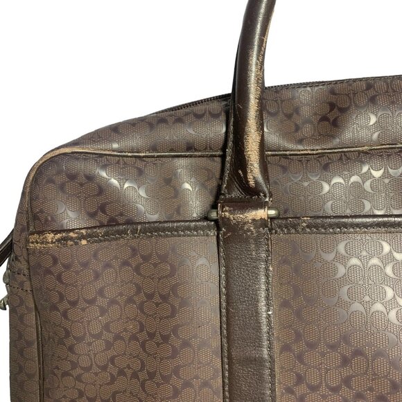Coach Briefcase Brown CC Monogram Print Leather Messenger Bag Mens Women’s - Picture 7 of 16